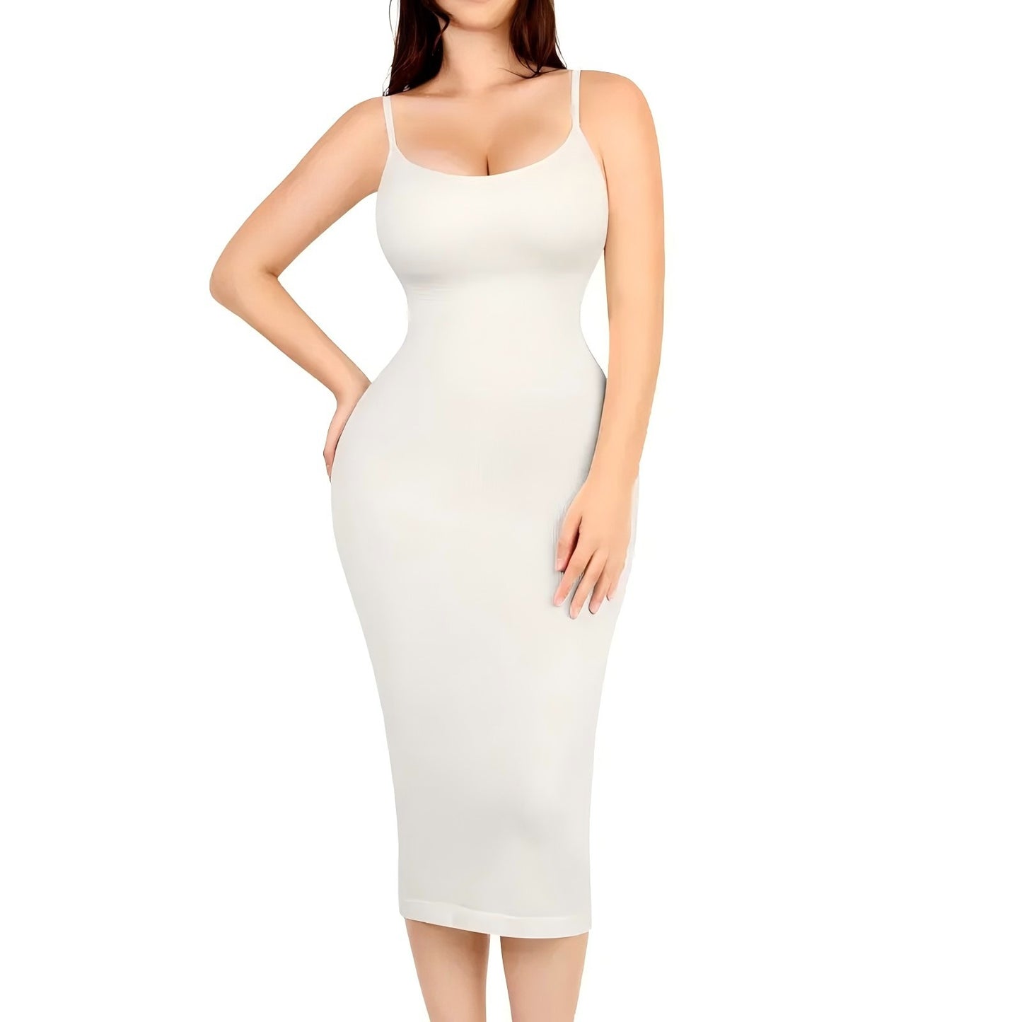 Robe en modal à bretelles spaghetti, dos nu ajustable
