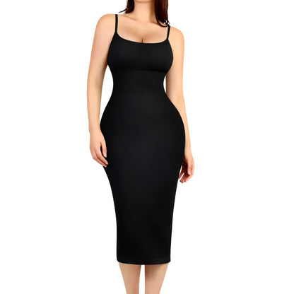 Robe en modal à bretelles spaghetti, dos nu ajustable