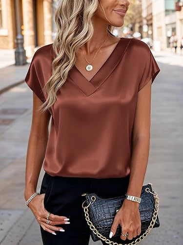 Haut pull-over décontracté pour femme, col en V, style business.